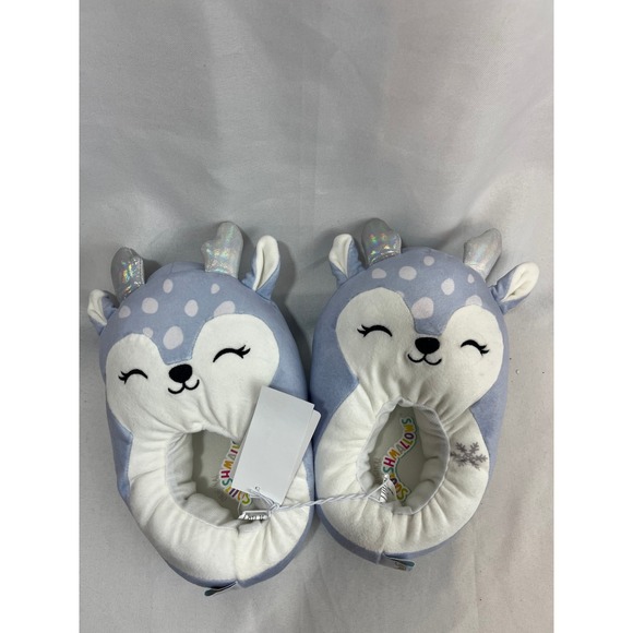Squishmallows Other - Squishmallows Blue Deer Plush Slippers Kids‎ Size 4/5 Shimmer Antlers Snowflake
